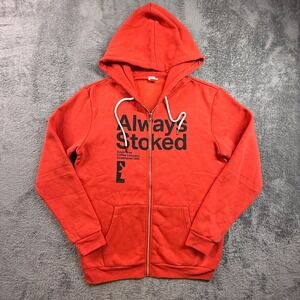 Dutch Bros Always Stoked Hoodie Mens L Red Full Zip Coffee Oregon Streetwear